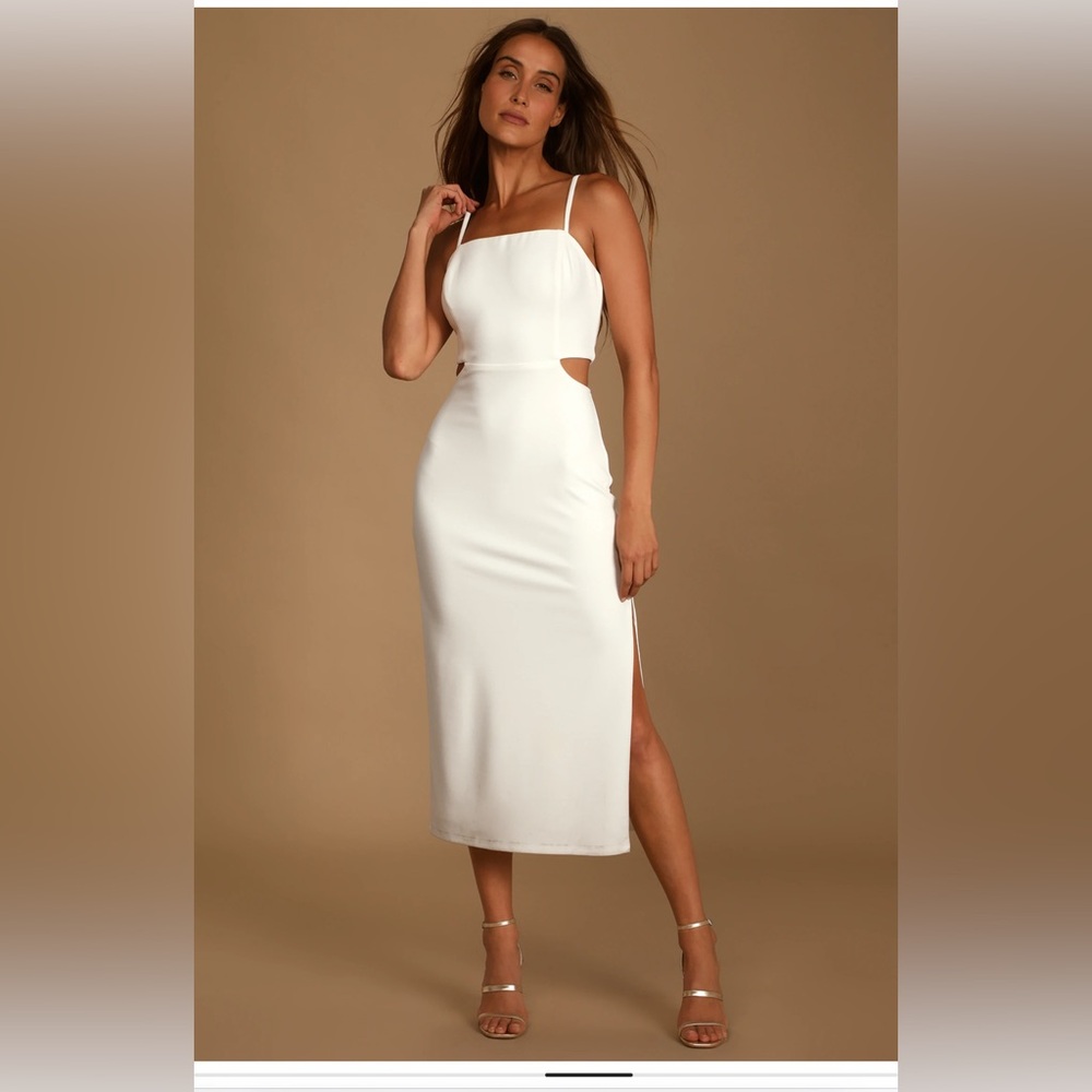 White midi cutout dress